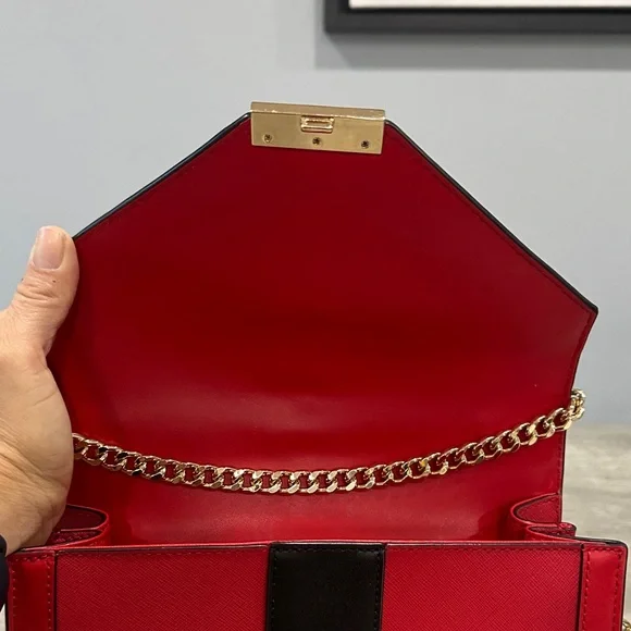 Michael Kors Red and Black Studded Crossbody Bag - Picture 6 of 8